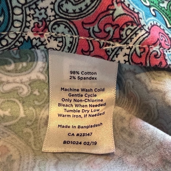 Talbots paisley mini skirt stretch cotton blue green pink mid rise size 8 - Picture 4 of 9